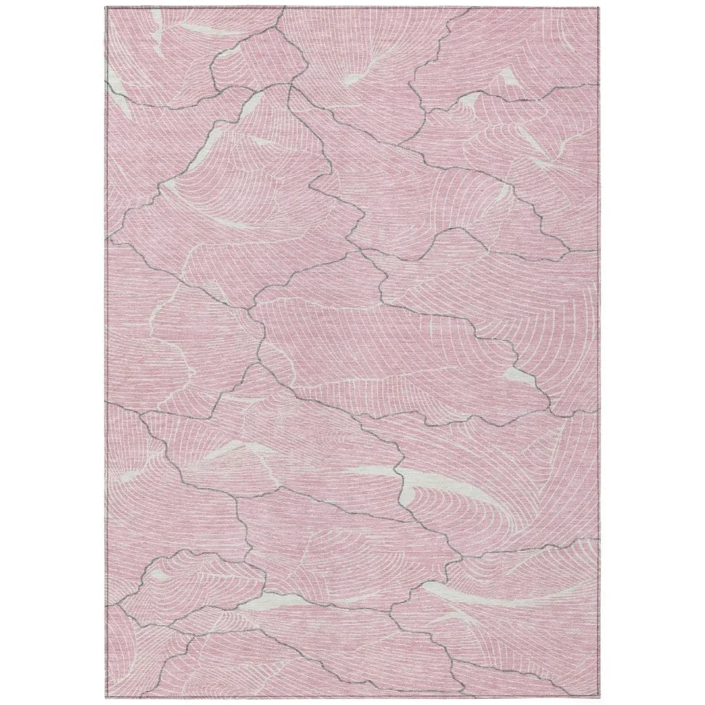 LOOMLAN Rugs Sahari Pink Washable Indoor-Outdoor Rug