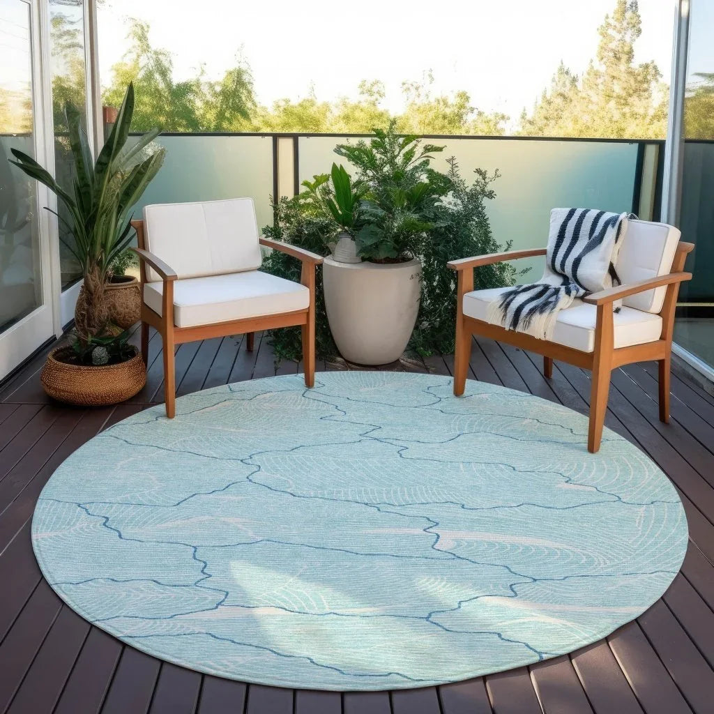 LOOMLAN Rugs Sahari Teal Washable Indoor-Outdoor Rug