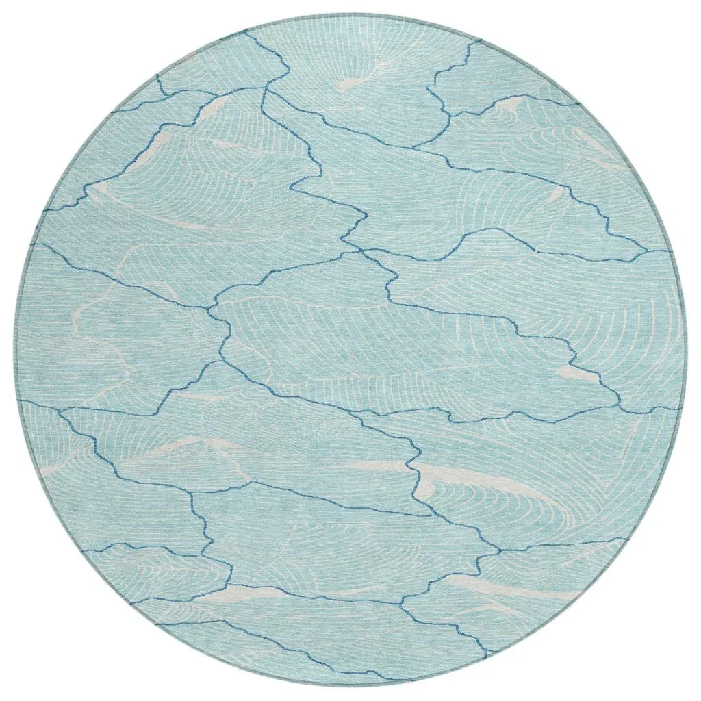 LOOMLAN Rugs Sahari Teal Washable Indoor-Outdoor Rug
