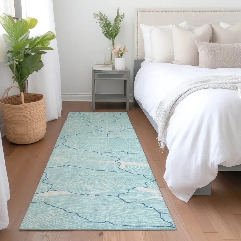 LOOMLAN Rugs Sahari Teal Washable Indoor-Outdoor Rug