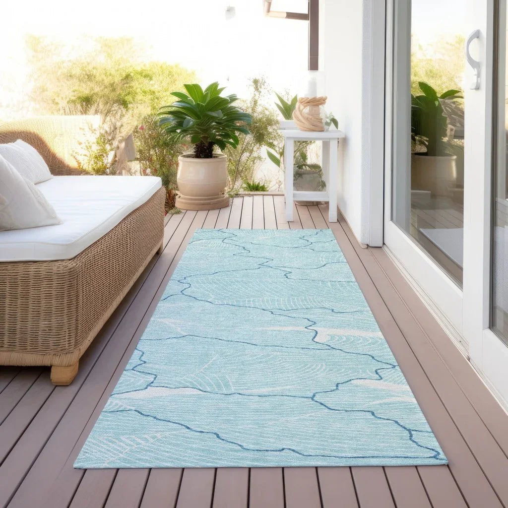 LOOMLAN Rugs Sahari Teal Washable Indoor-Outdoor Rug