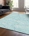 LOOMLAN Rugs Sahari Teal Washable Indoor-Outdoor Rug