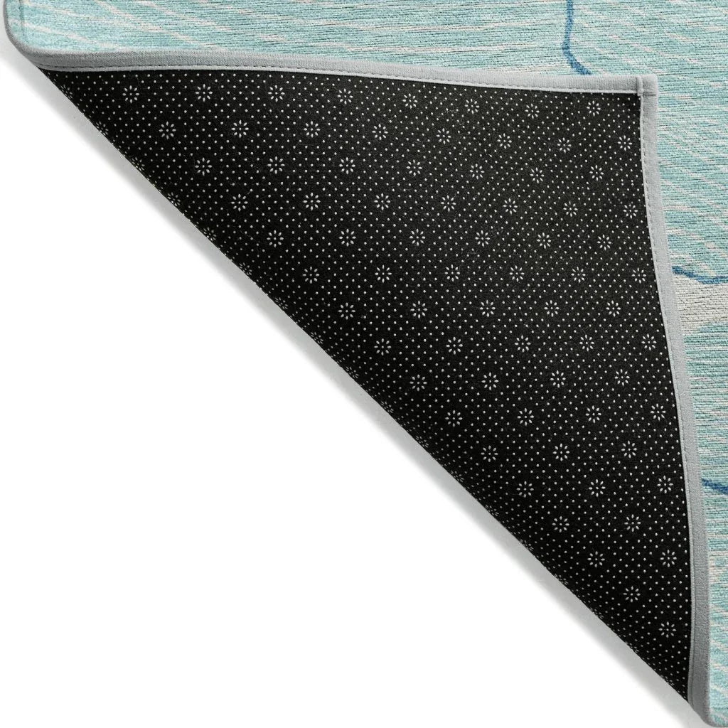 LOOMLAN Rugs Sahari Teal Washable Indoor-Outdoor Rug