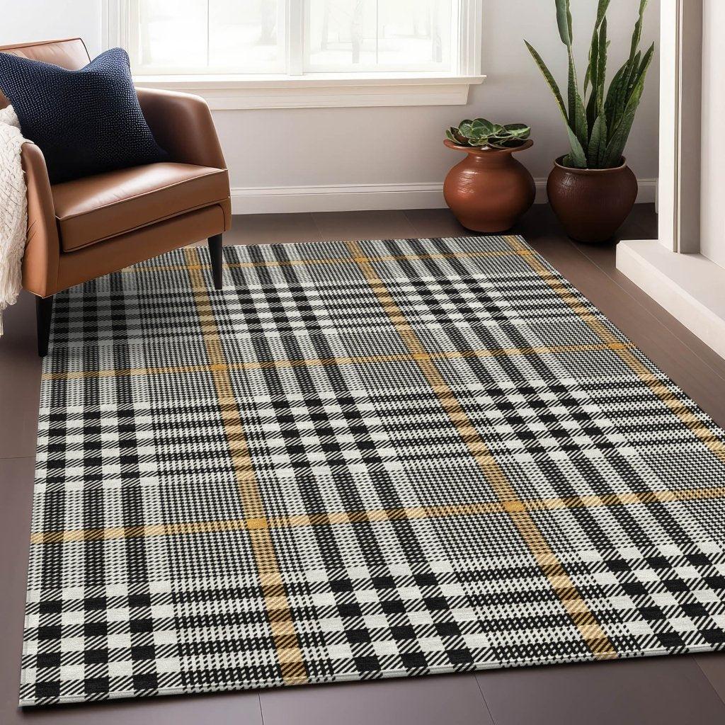 LOOMLAN Rugs Samira Black Washable Indoor-Outdoor Rug