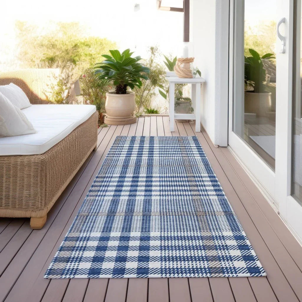 LOOMLAN Rugs Samira Blue Washable Indoor-Outdoor Rug