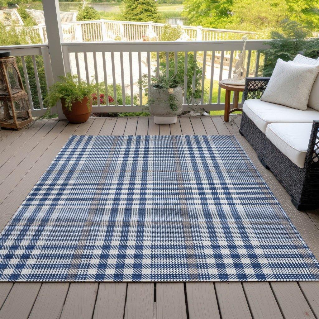 LOOMLAN Rugs Samira Blue Washable Indoor-Outdoor Rug
