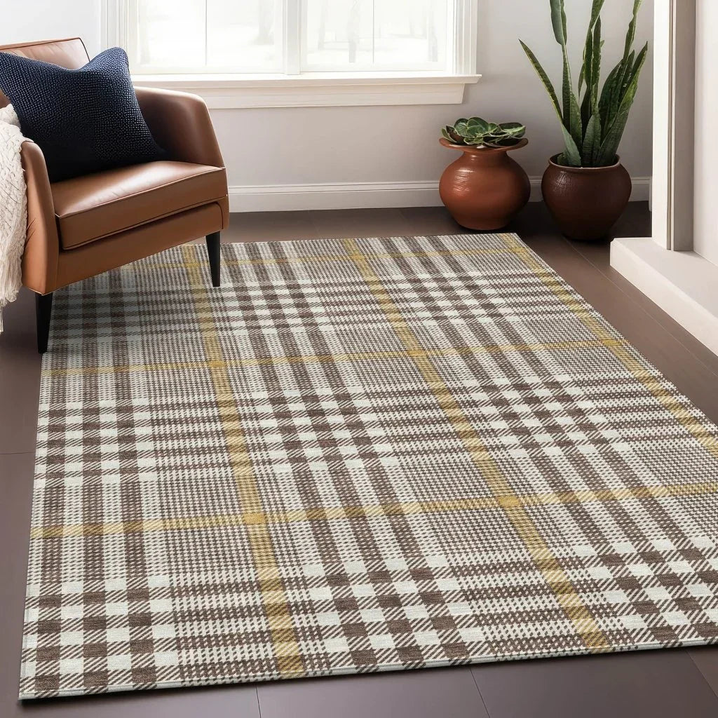 LOOMLAN Rugs Samira Brown Washable Indoor-Outdoor Rug