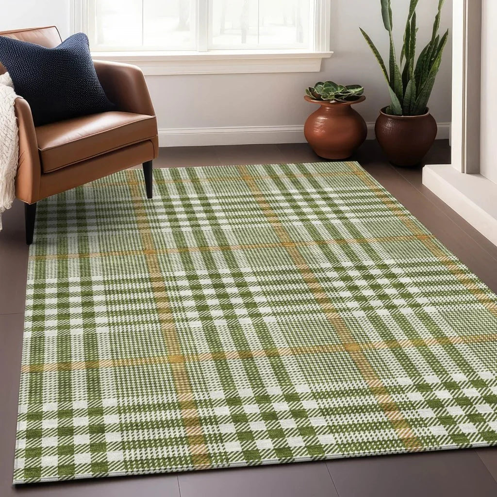 LOOMLAN Rugs Samira Olive Washable Indoor-Outdoor Rug