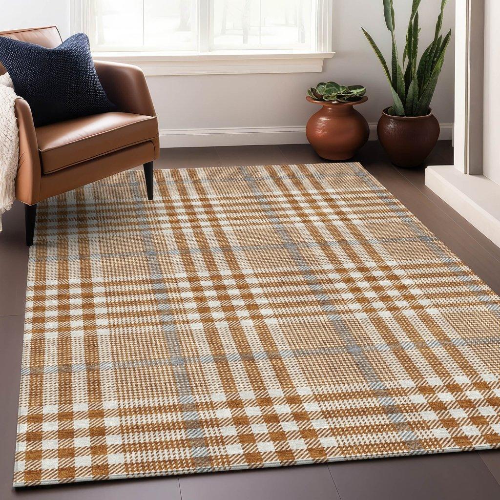 LOOMLAN Rugs Samira Orange Washable Indoor-Outdoor Rug