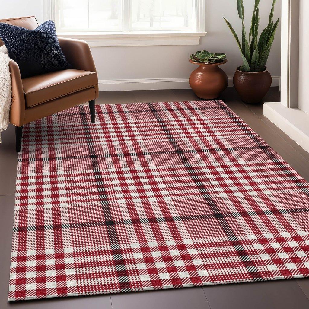 LOOMLAN Rugs Samira Red Washable Indoor-Outdoor Rug