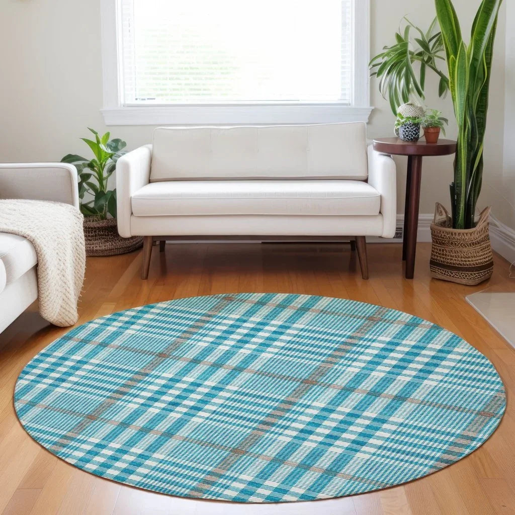 LOOMLAN Rugs Samira Teal Washable Indoor-Outdoor Rug