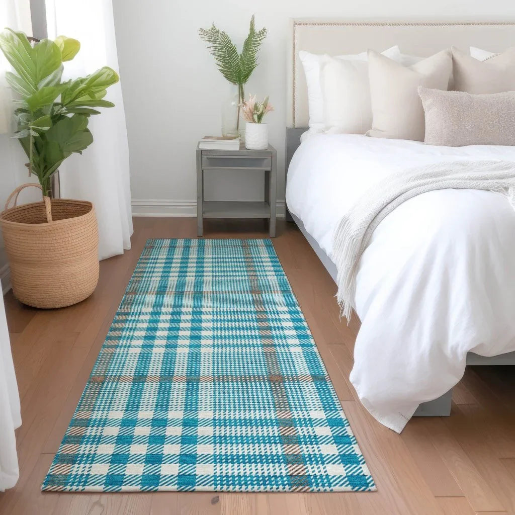 LOOMLAN Rugs Samira Teal Washable Indoor-Outdoor Rug