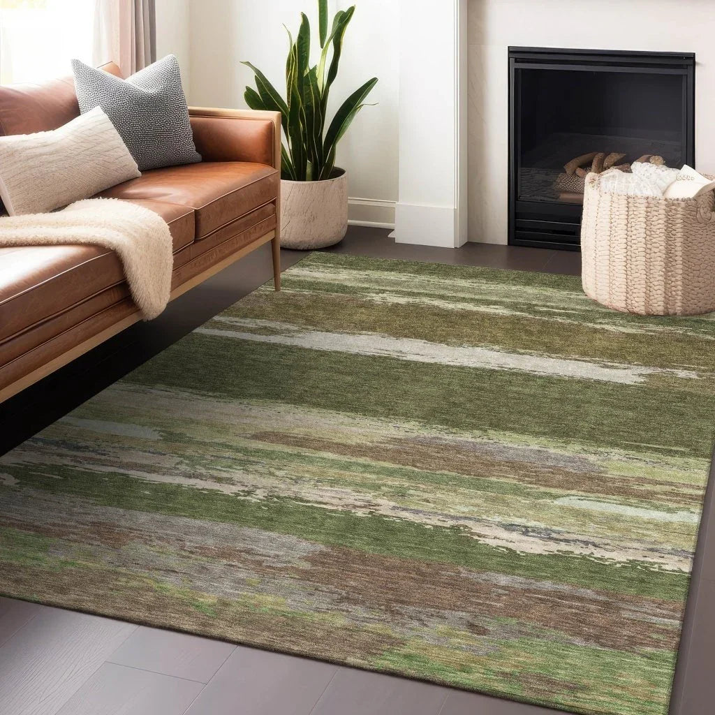LOOMLAN Rugs Sanara Green Washable Indoor-Outdoor Rug