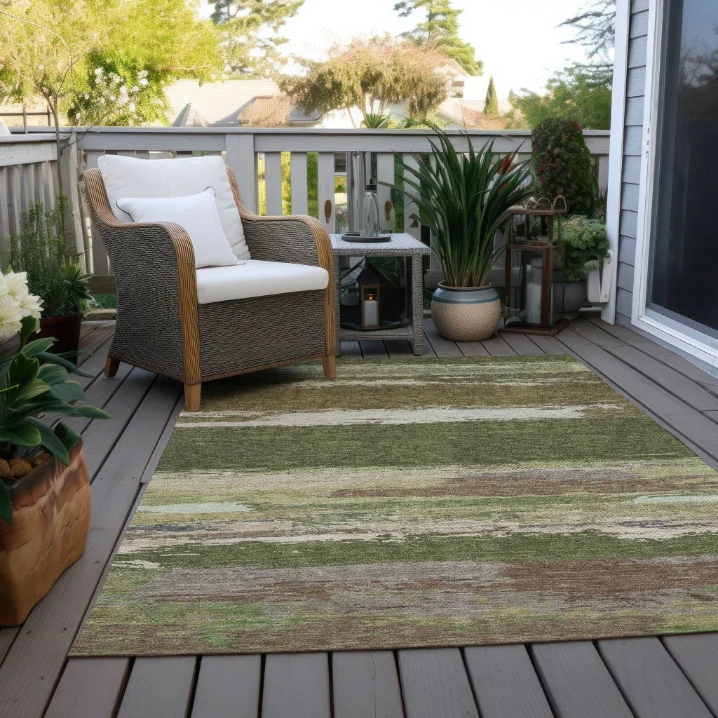 LOOMLAN Rugs Sanara Green Washable Indoor-Outdoor Rug