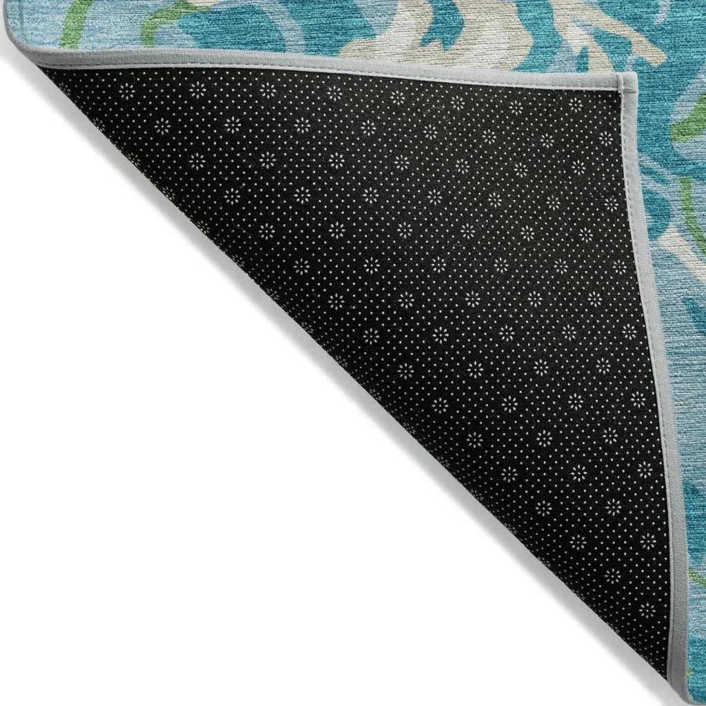 LOOMLAN Rugs Saphara Teal Washable Indoor-Outdoor Rug