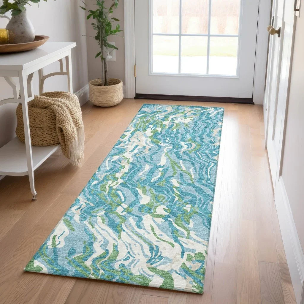 LOOMLAN Rugs Saphara Teal Washable Indoor-Outdoor Rug