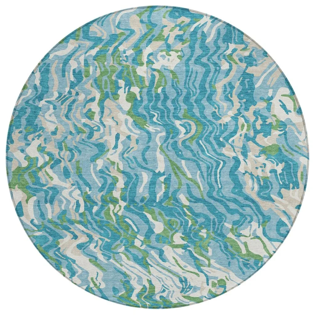 LOOMLAN Rugs Saphara Teal Washable Indoor-Outdoor Rug