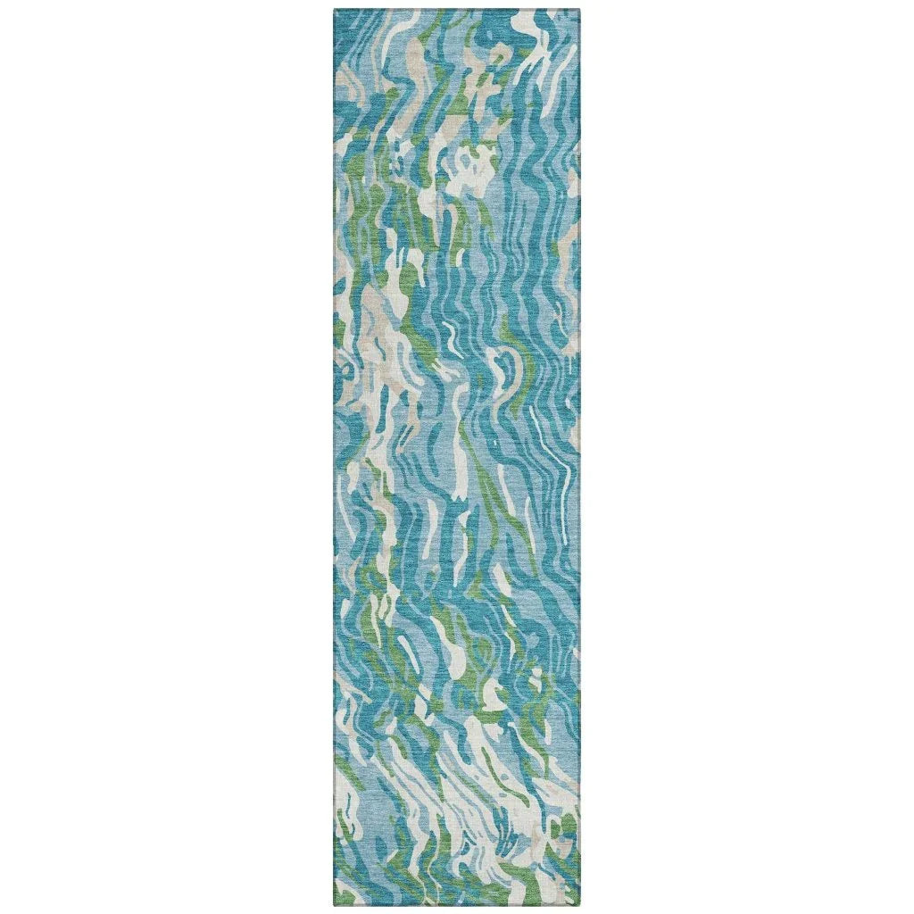 LOOMLAN Rugs Saphara Teal Washable Indoor-Outdoor Rug