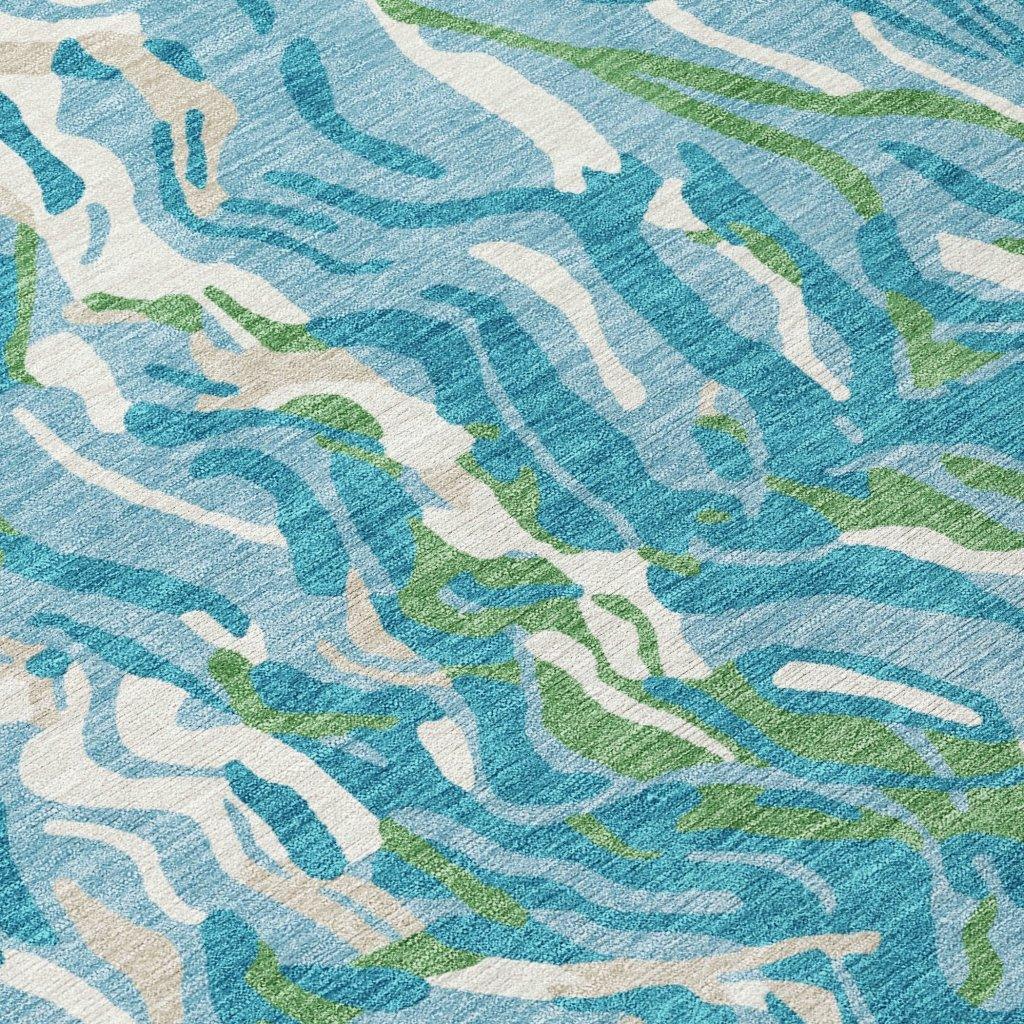 LOOMLAN Rugs Saphara Teal Washable Indoor-Outdoor Rug