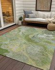 LOOMLAN Rugs Selene Green Washable Indoor-Outdoor Rug