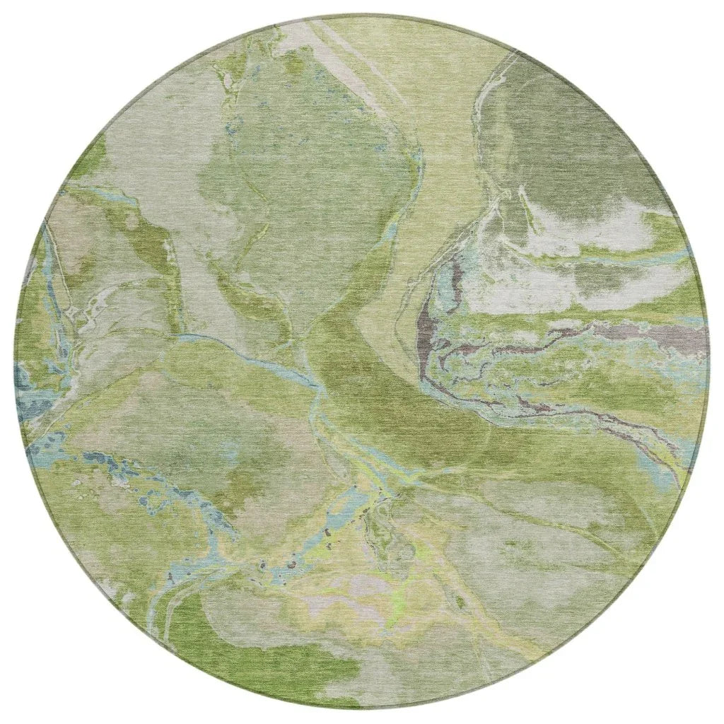 LOOMLAN Rugs Selene Green Washable Indoor-Outdoor Rug