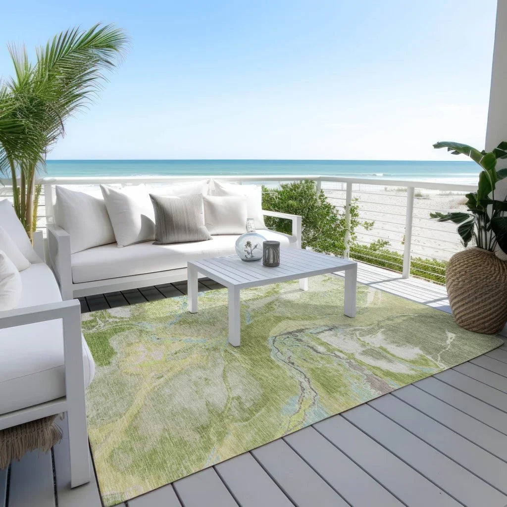 LOOMLAN Rugs Selene Green Washable Indoor-Outdoor Rug