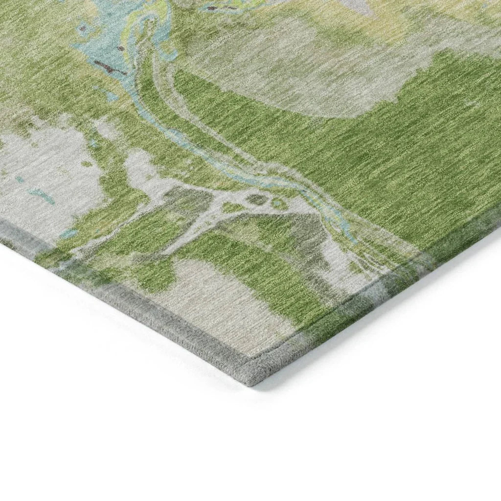 LOOMLAN Rugs Selene Green Washable Indoor-Outdoor Rug
