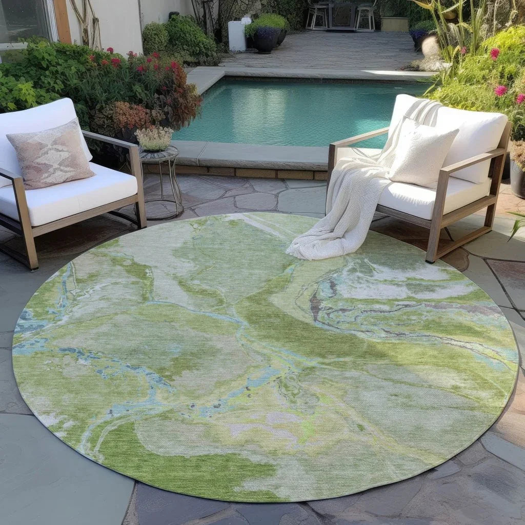 LOOMLAN Rugs Selene Green Washable Indoor-Outdoor Rug