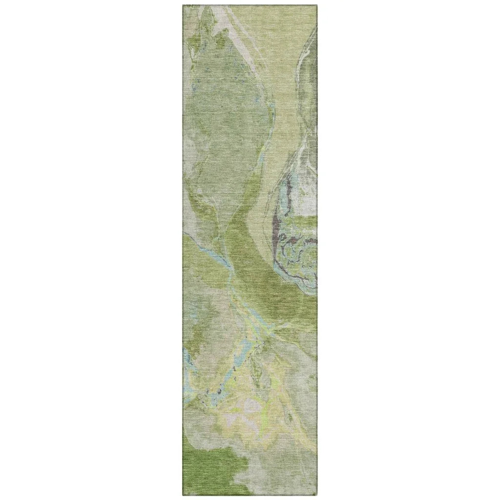 LOOMLAN Rugs Selene Green Washable Indoor-Outdoor Rug