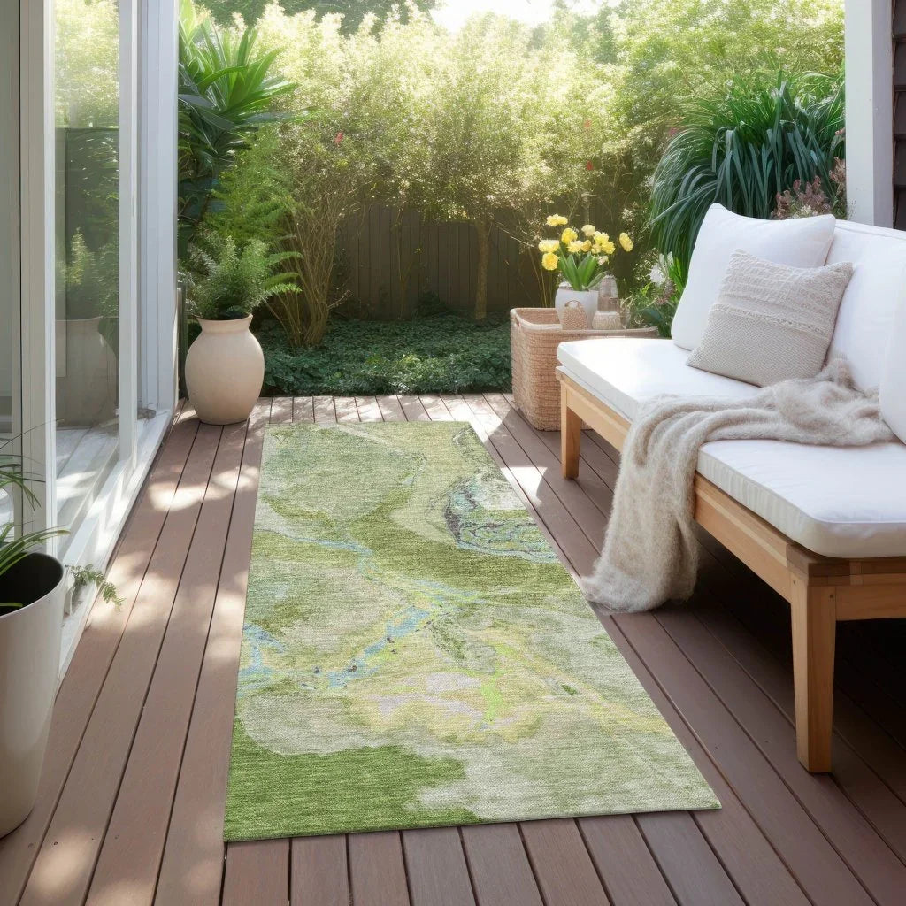 LOOMLAN Rugs Selene Green Washable Indoor-Outdoor Rug