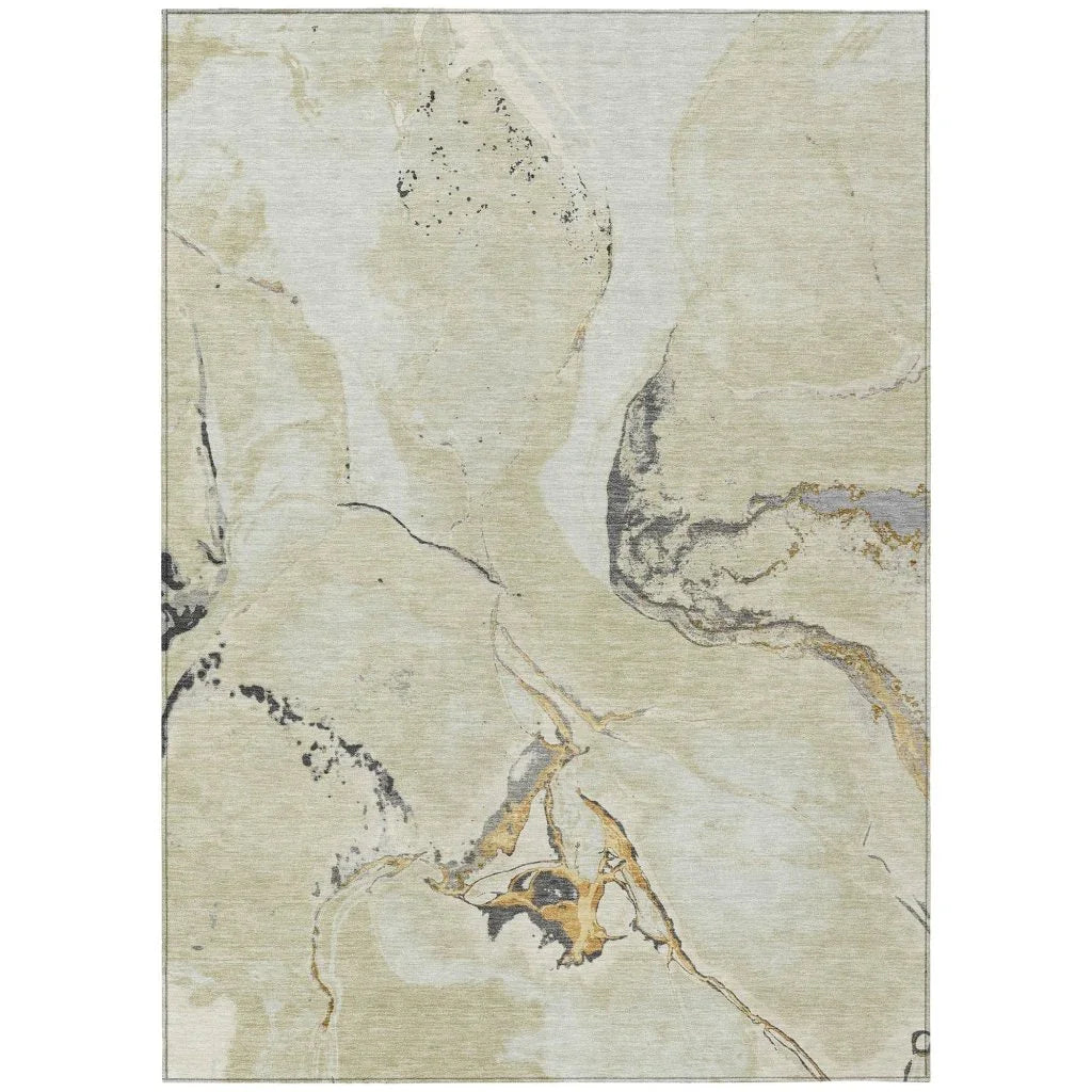 LOOMLAN Rugs Selene Ivory Washable Indoor-Outdoor Rug