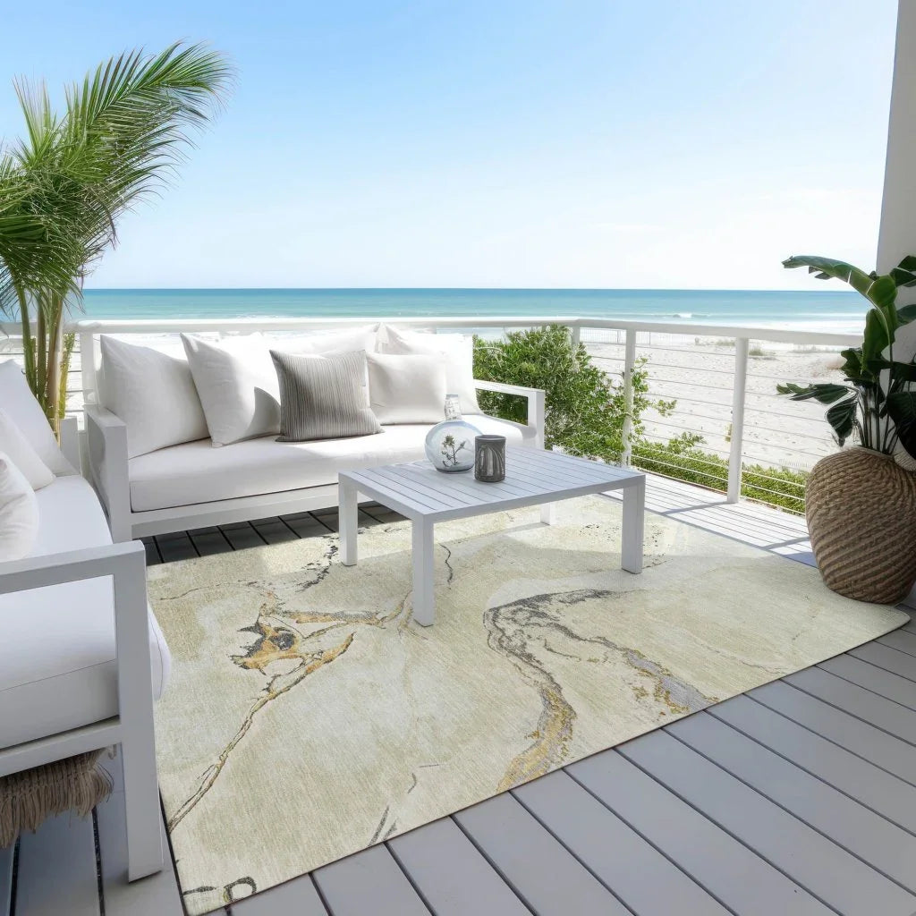 LOOMLAN Rugs Selene Ivory Washable Indoor-Outdoor Rug