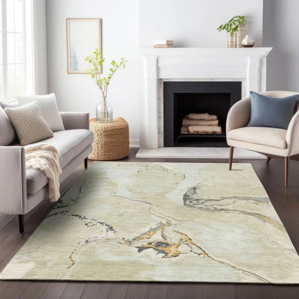 LOOMLAN Rugs Selene Ivory Washable Indoor-Outdoor Rug