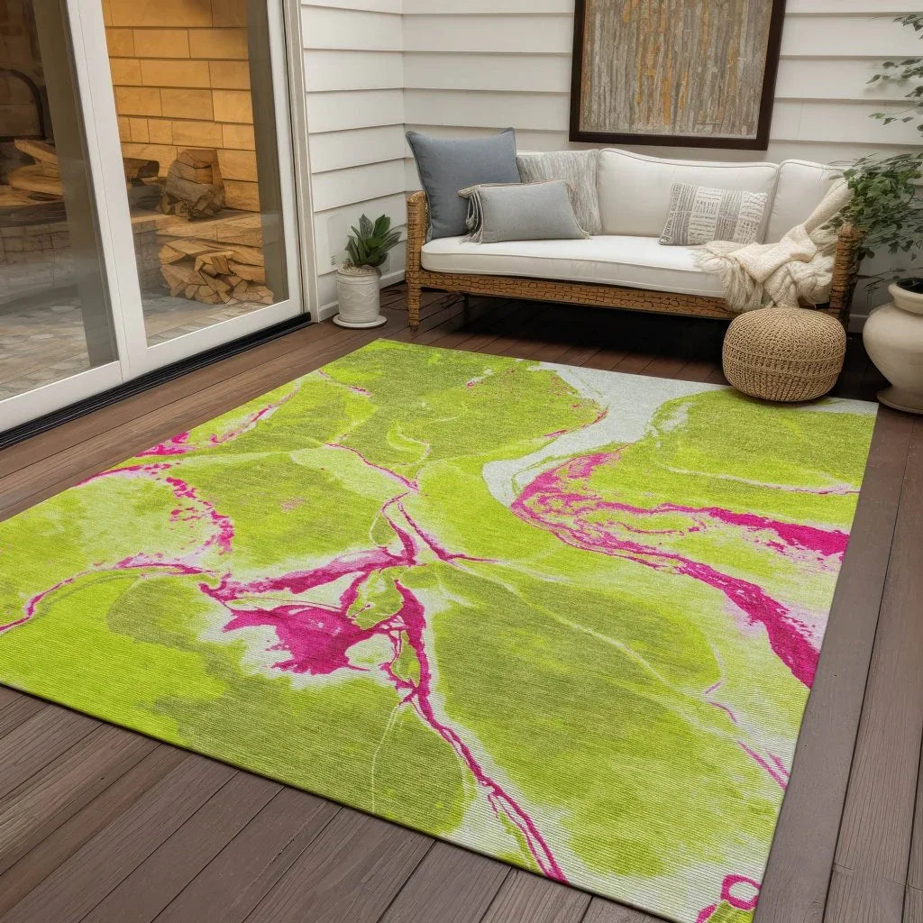 LOOMLAN Rugs Selene Lime Washable Indoor-Outdoor Rug