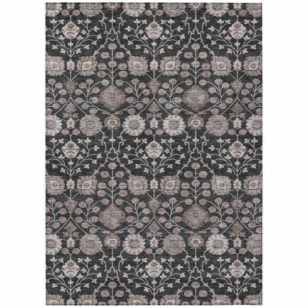 LOOMLAN Rugs Selma Black Washable Indoor-Outdoor Rug