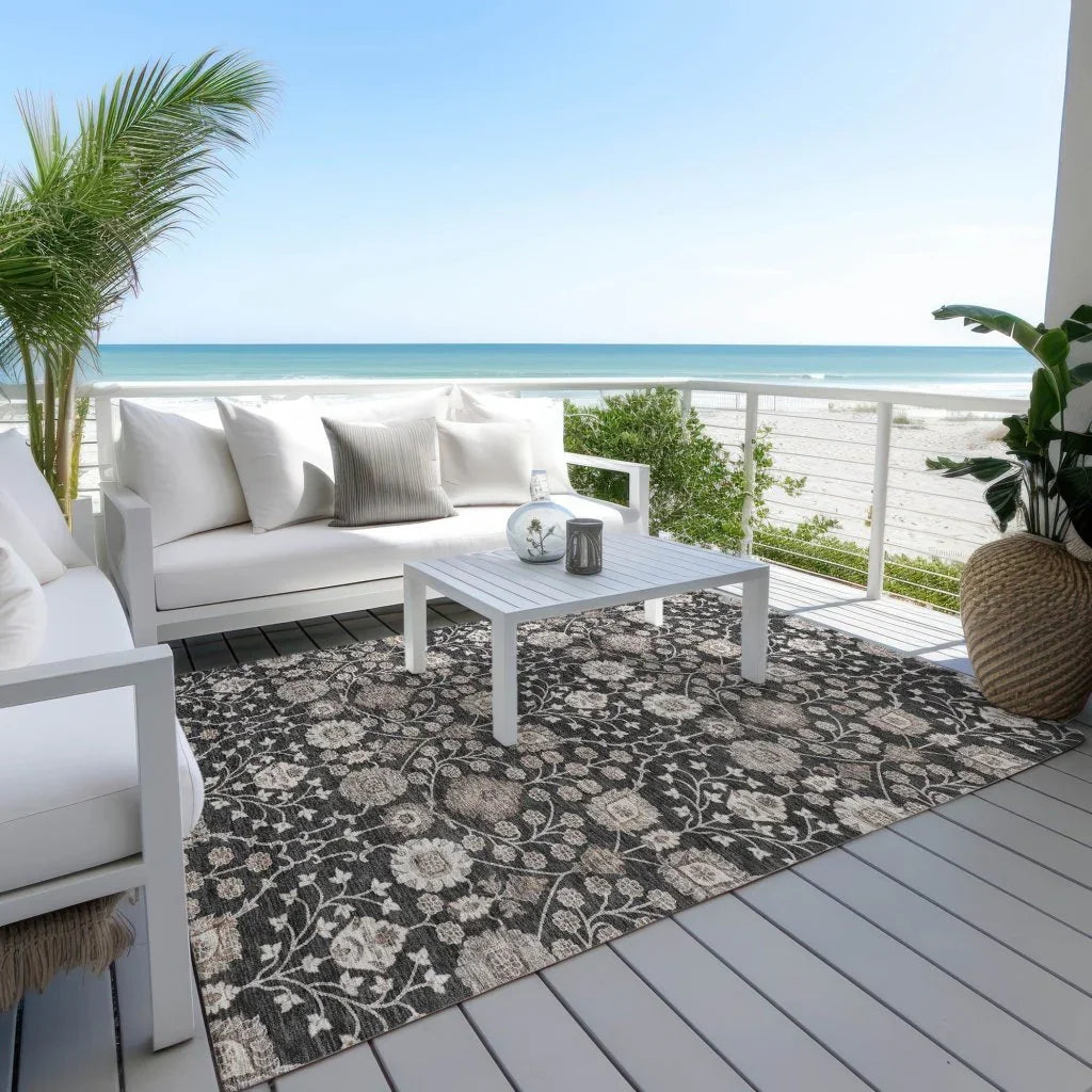 LOOMLAN Rugs Selma Black Washable Indoor-Outdoor Rug