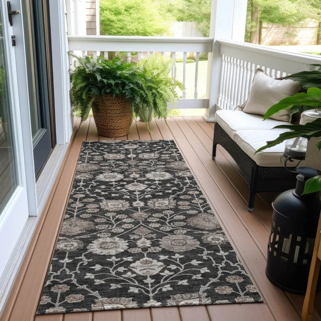 LOOMLAN Rugs Selma Black Washable Indoor-Outdoor Rug