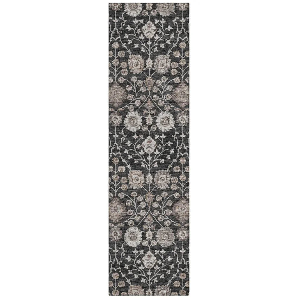 LOOMLAN Rugs Selma Black Washable Indoor-Outdoor Rug