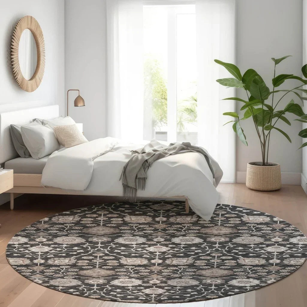 LOOMLAN Rugs Selma Black Washable Indoor-Outdoor Rug