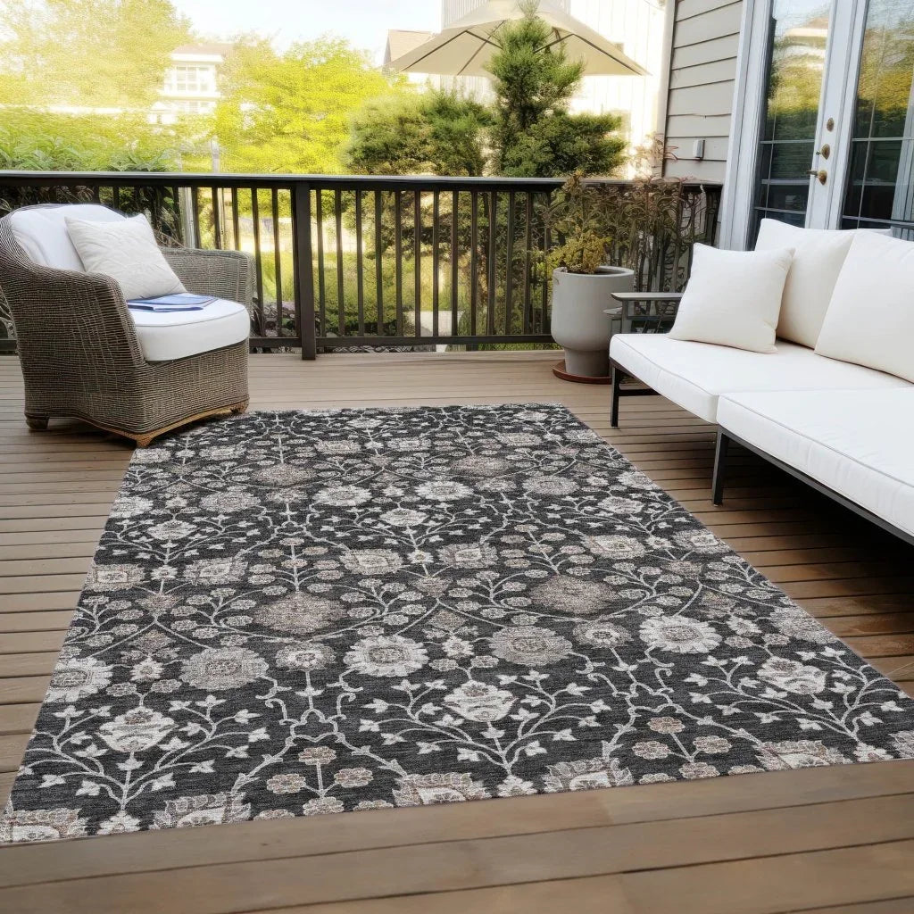 LOOMLAN Rugs Selma Black Washable Indoor-Outdoor Rug