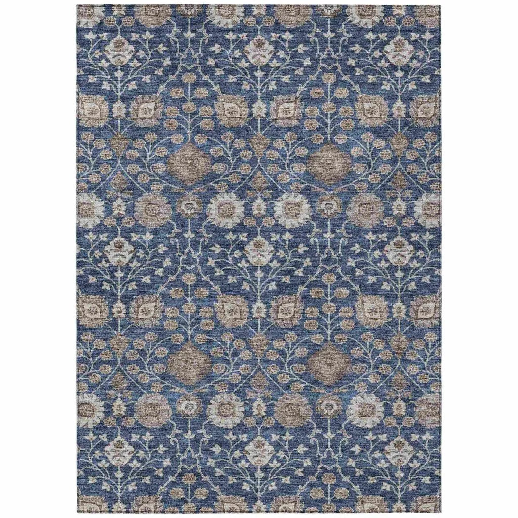 LOOMLAN Rugs Selma Blue Washable Indoor-Outdoor Rug