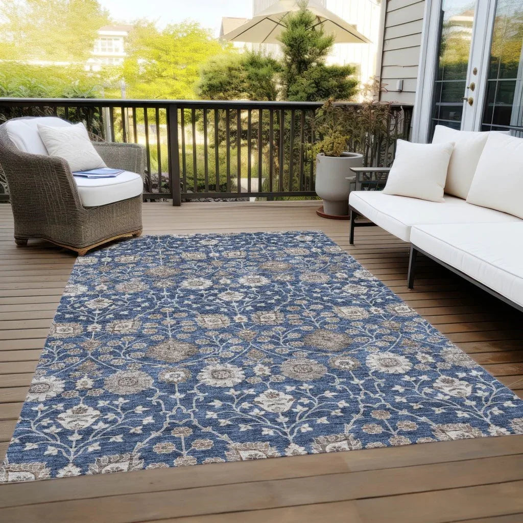 LOOMLAN Rugs Selma Blue Washable Indoor-Outdoor Rug