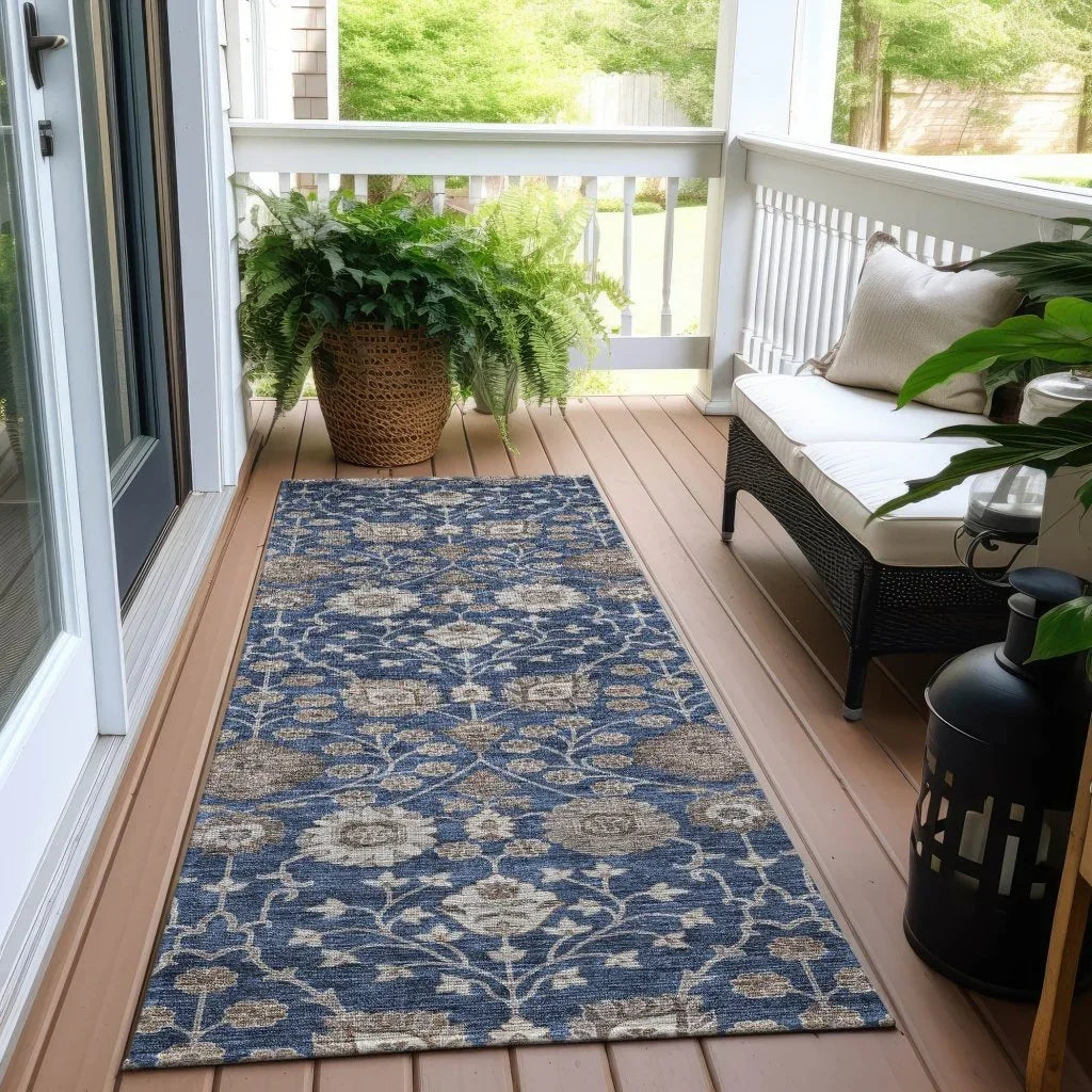LOOMLAN Rugs Selma Blue Washable Indoor-Outdoor Rug