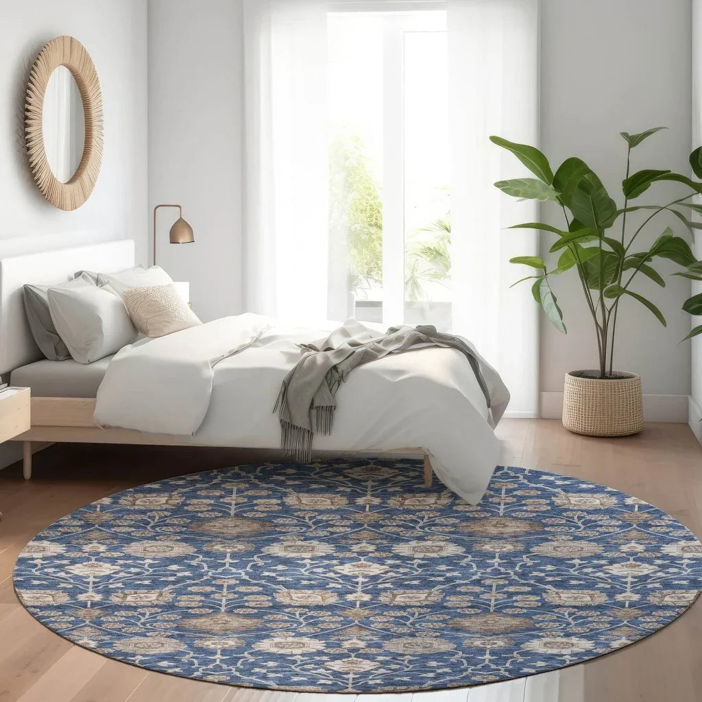 LOOMLAN Rugs Selma Blue Washable Indoor-Outdoor Rug