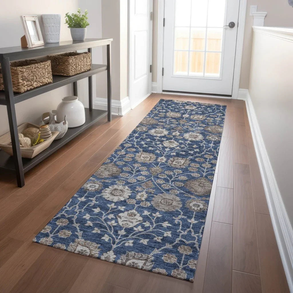 LOOMLAN Rugs Selma Blue Washable Indoor-Outdoor Rug