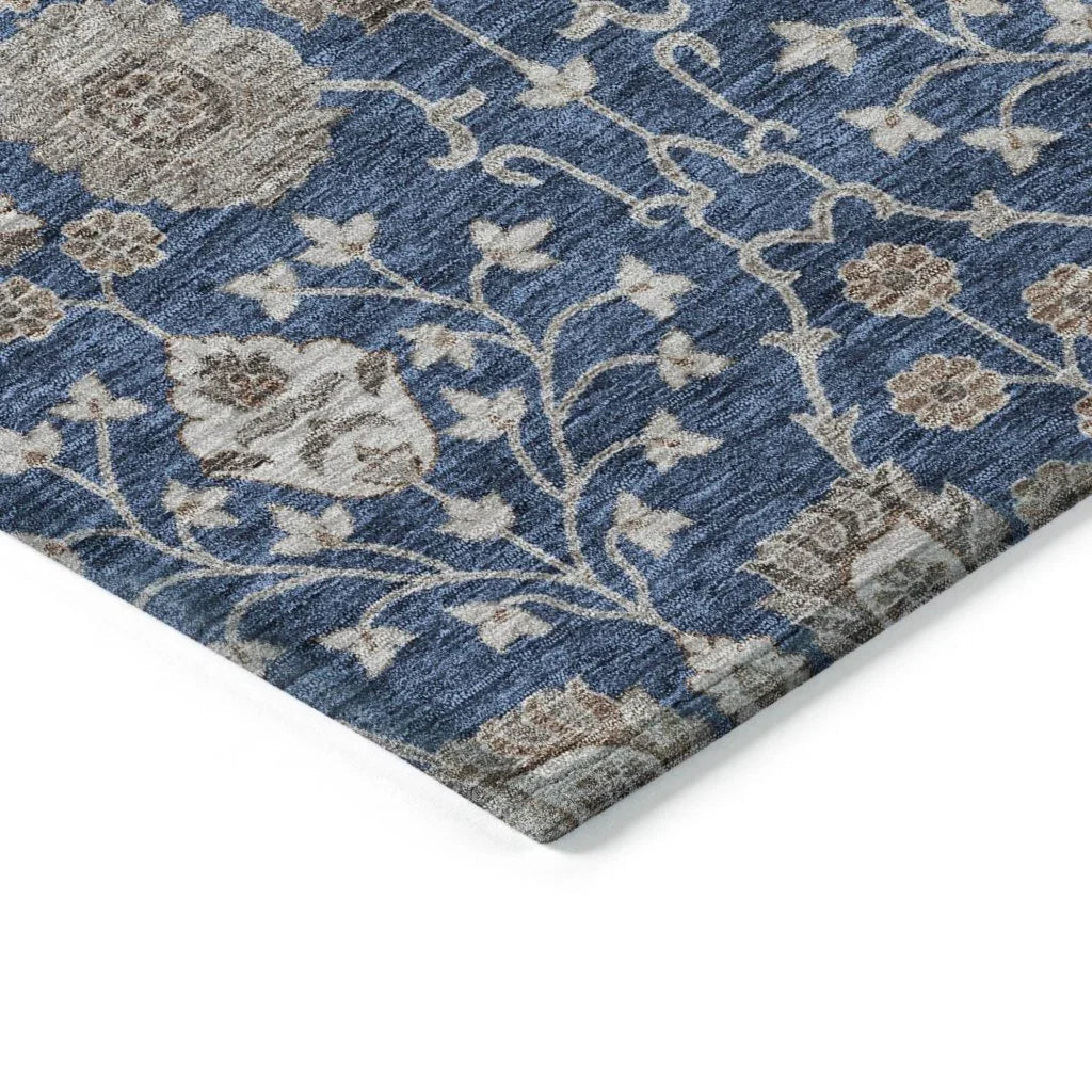 LOOMLAN Rugs Selma Blue Washable Indoor-Outdoor Rug