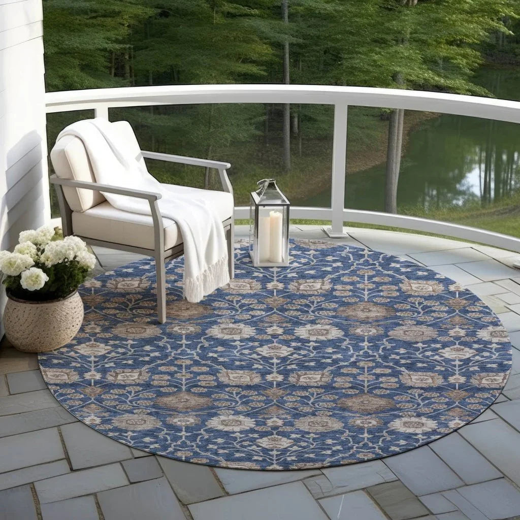 LOOMLAN Rugs Selma Blue Washable Indoor-Outdoor Rug