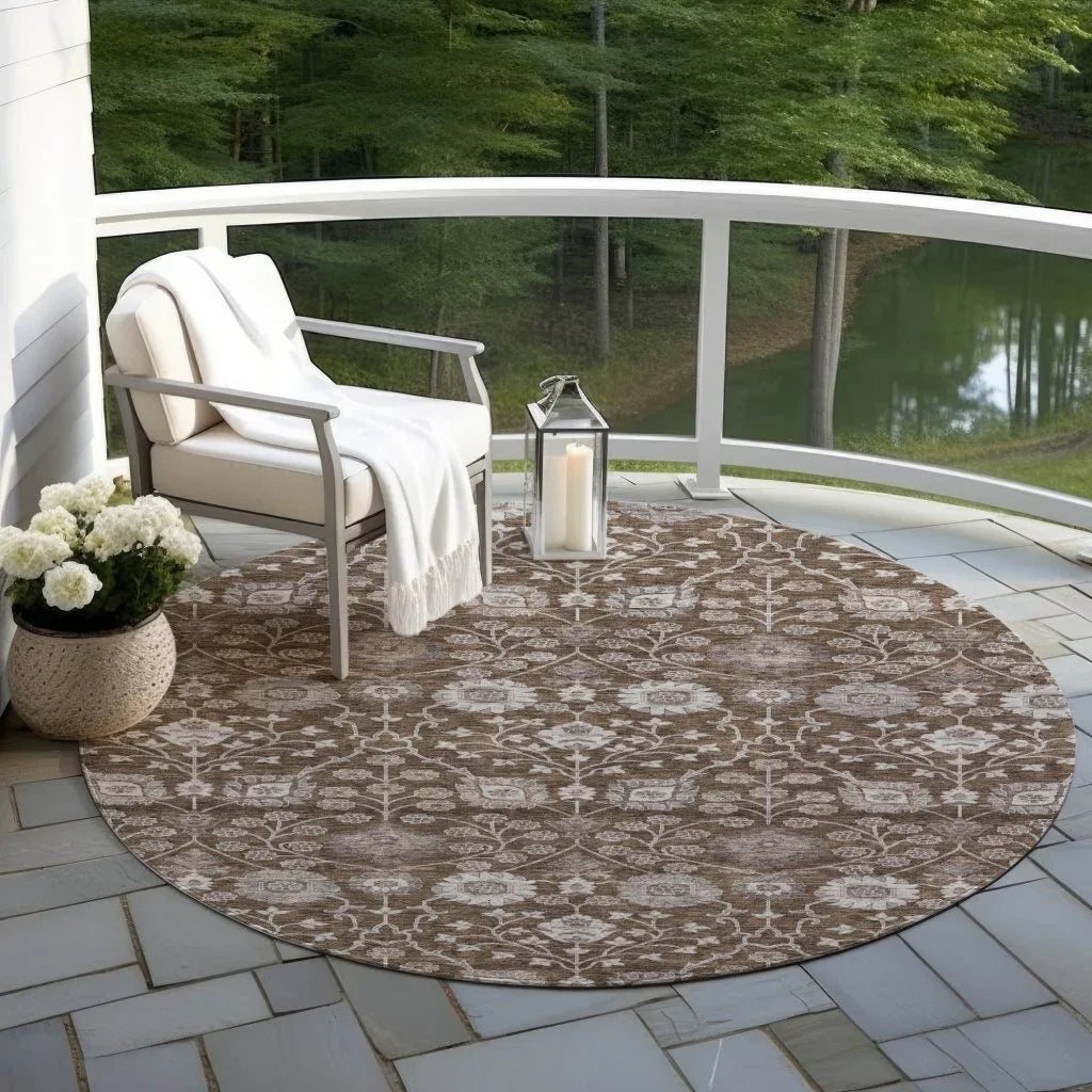 LOOMLAN Rugs Selma Brown Washable Indoor-Outdoor Rug
