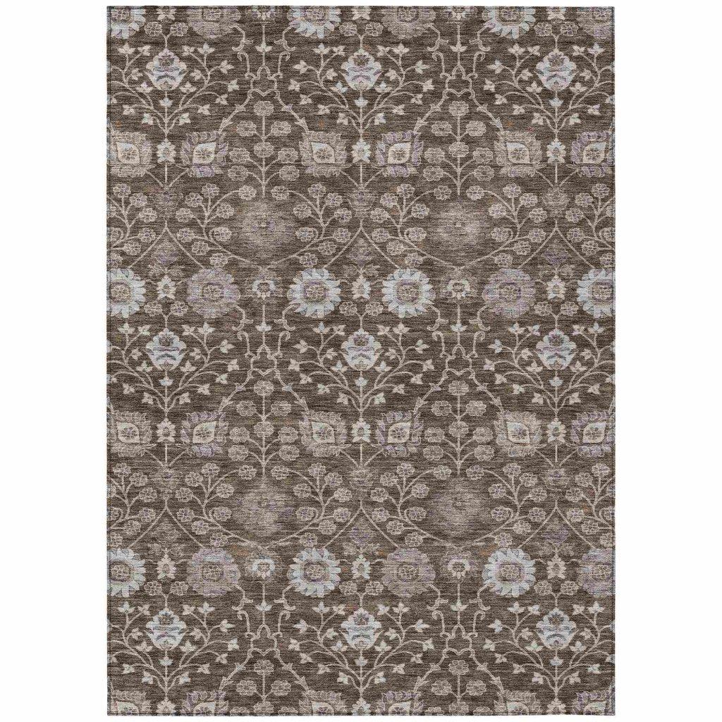 LOOMLAN Rugs Selma Brown Washable Indoor-Outdoor Rug