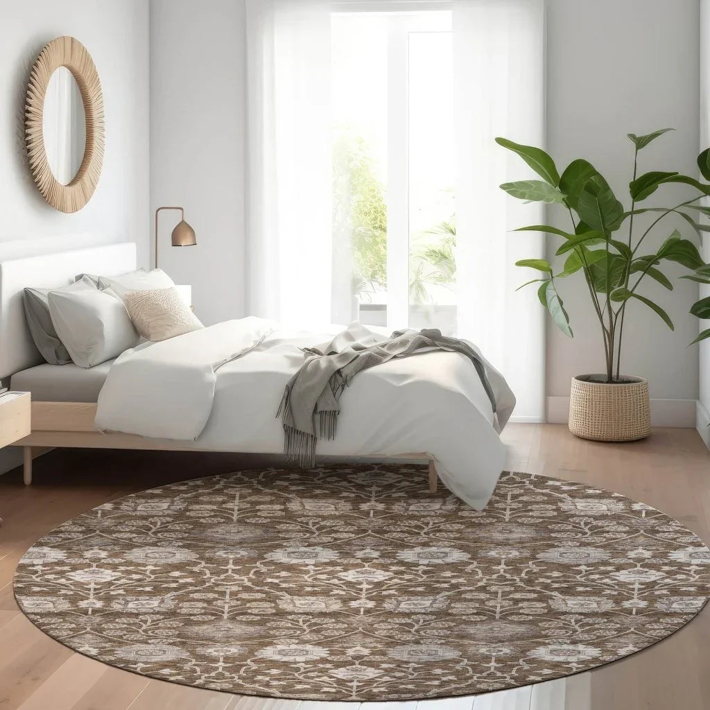 LOOMLAN Rugs Selma Brown Washable Indoor-Outdoor Rug